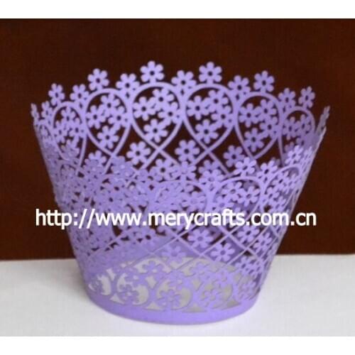 300pcs /lot small flower paper laser cut purple cupcake wrappers for cupcake decoration
