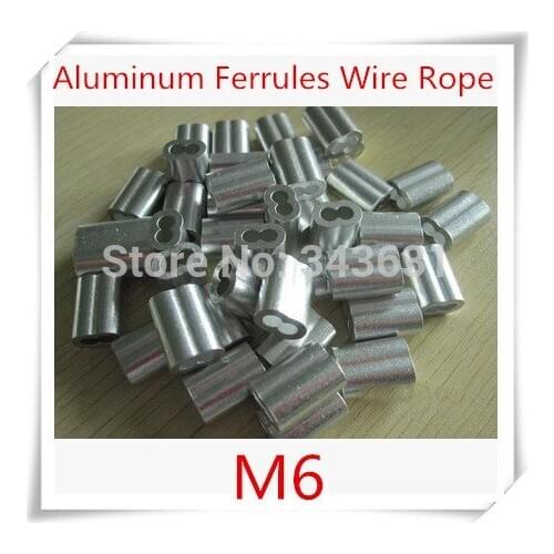 50pcs/Lot M6 6mm Aluminum Ferrules Wire Rope Aluminum Ferrules Crimping Sleeve