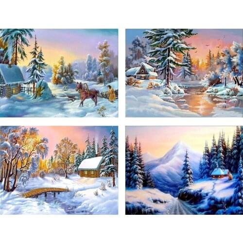 5D DIY Diamond Painting Landscape Cross Stitch Kit Diamond Embroidery Rhinestone Art Mosaic Winter Home Decoration Picture