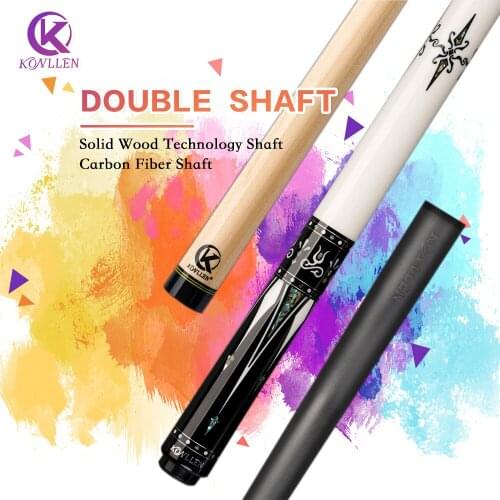 KONLLEN Billiard Pool Cue 12.5/12.9mm Tip Double Shaft Tecnologia 3*8/8 Joint Real Inlay Cue Stick 148cm White With Extension