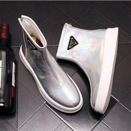 Autumn Fashion Mens Punk Zip High Tops Casual Shoes Flats Hip Hop Ankle Boots Zapatillas Hombre