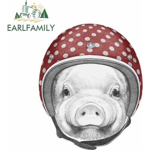 EARLFAMILY 13cm x 10.8cm for Cartoon PIG HELMET Vinyl JDM Bumper Trunk Truck Graphics Windshield Bumper Windows DIY Fine Decal