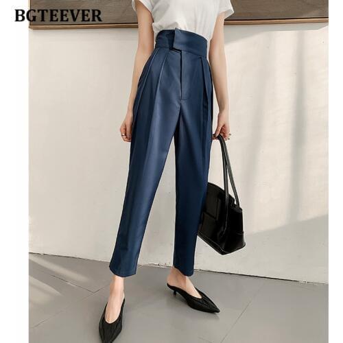 BGTEEVER Elegant High Waist Women Harem Pants Autumn Workwear Loose Female Pants 2020 Office Ladies Trousers