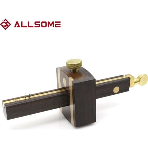ALLSOME 8 inch Screw Cutting Gauge Mark Scraper Ebony+Pure Copper Wearproof Carpenter Woodworking Tool