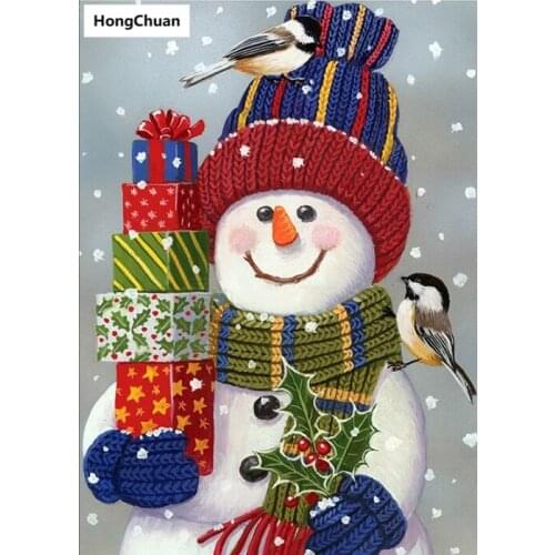 Cute Snowman 5D DIY Square/Round Diamond Painting Mosaic Cross Stitch Home Decoration Mural Christmas Gift New Year