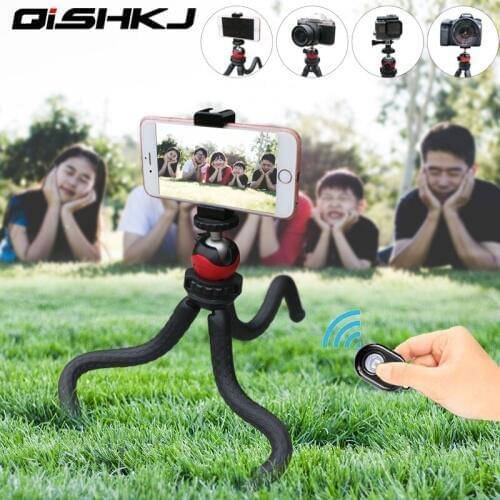 Mini Tripod Flexible Phone Tripod With Metal Phone Holder Adapter Mount Bluetooth Remote Control for DSLR Camera iPhone Gopro