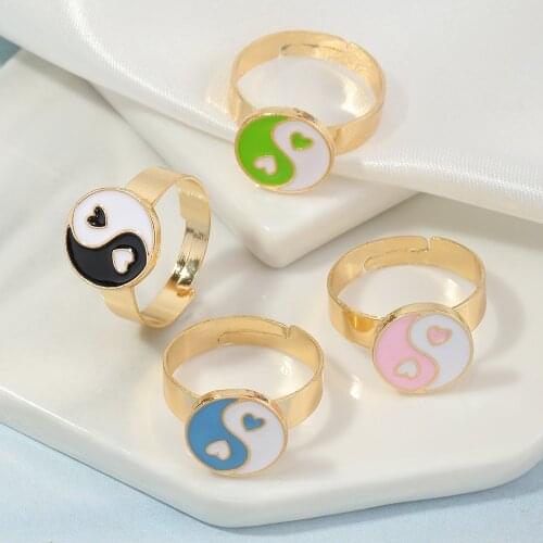 Fashion Ins Cute/romantic Geometric Rings for Women Drops of Oil Alloy Love To Gossip Rings Jewelry for Girls