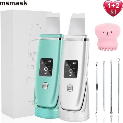 Msmask Ultrasonic Skin Scrubber Deep Face Cleaning Machine Peeling Shovel Facial Pore Cleaner Face Skin Scrubber Lift Machine