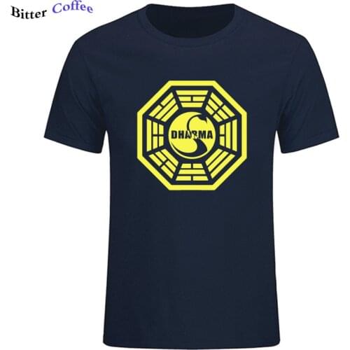 Summer NEW TV Lost Dharma Initiative Swan Logo Men T Shirt Funny T Shirts Men Cotton Short Sleeve Male Top Tee Drop Shipping