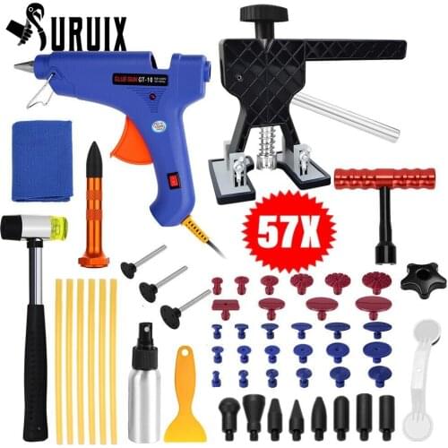 57pcs Paintless Dent Removal Tools Dent Lifter Dent Puller Car Body Hail Repair Kit Tools Professional Hand Tool Combination