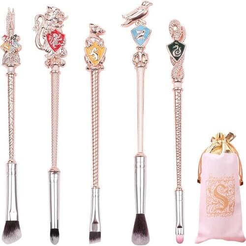 5Pcs Harry Makeup Brushes Set Wand Foundation Brush Beauty Cosmetics Face Brush Kit Makeup Set Magical Makeup Tools