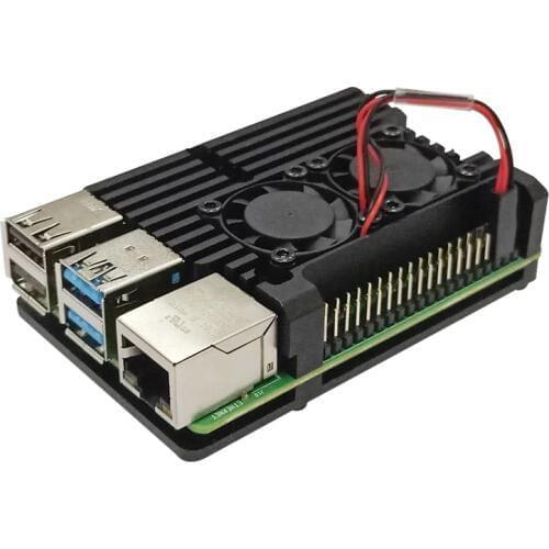 Latest Raspberry Pi 4 Aluminum Case with Dual Cooling Fan Metal Shell Black Enclosure for RPI 4 Model B