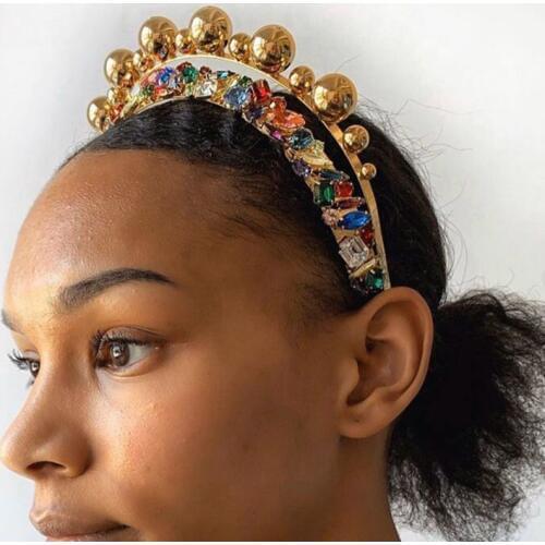 Trendy Luxury Hairbands Big Pearls Rhinestone Headband for Women Elegant Hair Band Party Wedding Girls Hair Accesorios Gifts