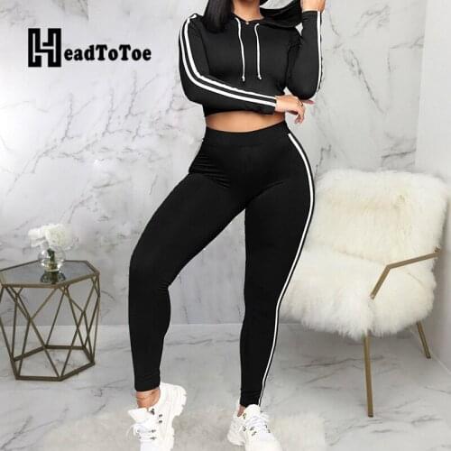 Solid Casual Sporty Brief Two Piece Outfits Woman Full Sleeve Hooded Slim Pencil 2 Piece Set Women