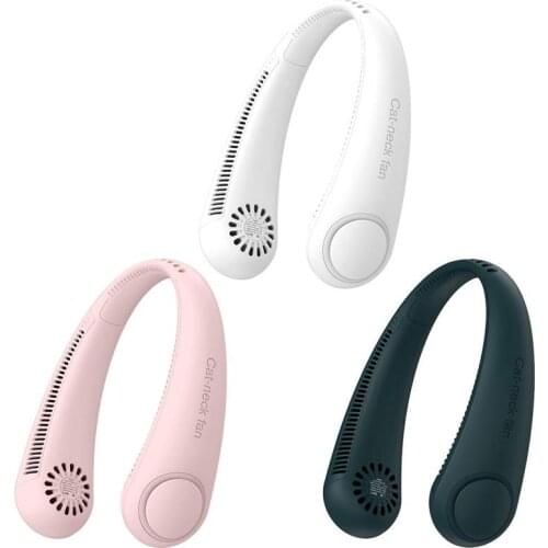 Portable Hanging Electric Fan Mini Bladeless Neck Fan Built-in Battery 2400 mAh Outdoor Household 3 Speed Adjustable Cooling Fan