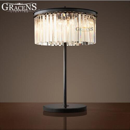 Postmodern Creative Crystal Table Lamps Fixture Clear/Smoky Crystals Desk Lamp Reading room Lighting Home Hotel Bedroom Decor