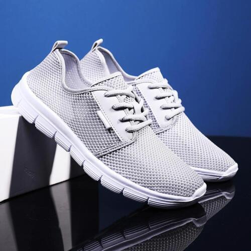 Plus Size Breathing Sports Man Shoes Running Sneakers Women Sport Shoes Man Summer Mens Shoes Walk Gray Snickers Footwear A-423