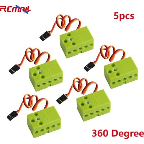 360° Green Geekservo Positive and Negative Continuous Rotating Steering Gear for Lego Micro:bit Raspberry Pi 5Pcs