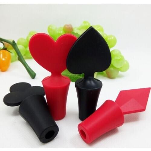 Poker Shaped Wine Bottle Stopper Silicone Bar Tools Preservation Wine Stoppers Kitchen Wine Champagne Stopper lin4964