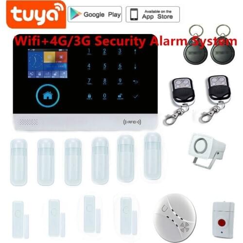 Home Alarm System Wifi 4G Alarm Intercom Remote Control Autodial 433MHz Detectors IOS Android Tuya APP Control Touch Keyboard