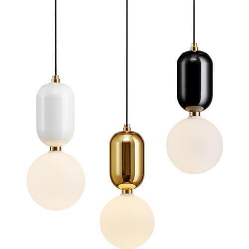 Modern LED Pendant lamp Europe glass ball pendant light Indoor lighting Black Gold White Bedroom home Pendant lighting PA0181