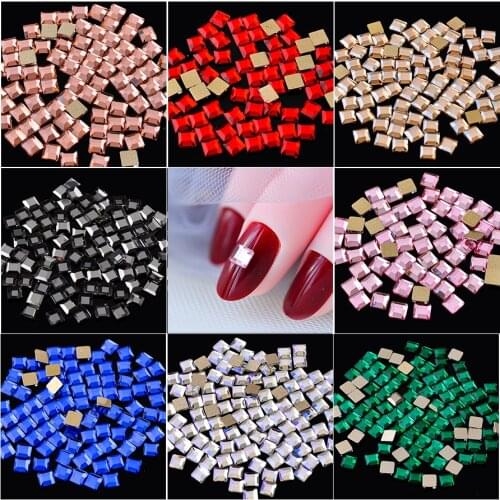 20p 4x4mm square flatback glitter stone Non-hotfix crystal glass Rhinestones Gems For Nail Art Decorations jewelry making beads