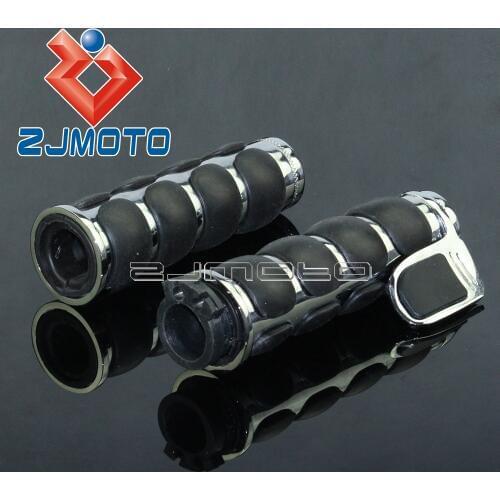 Universal Motorcycle 1" Handlebar Grips Cruiser 7/8" Cushion Hand Grips Throttle Assist For Suzuki Boulevard C50 C90 S40 M109R