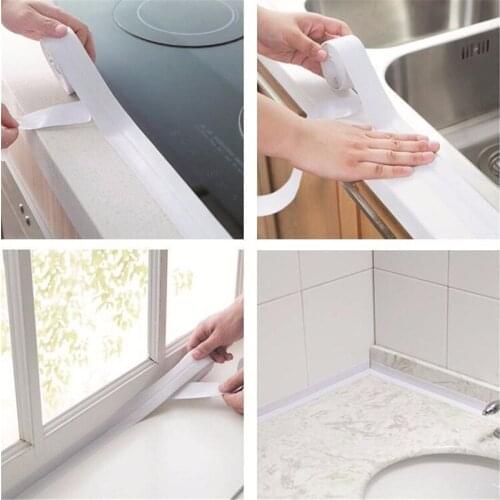 For Bathroom Kitchen Decoration Bathroom Shower Sink Bath Sealing Strip Tapes White PVC Self Adhesive Waterproof Wall Stickers