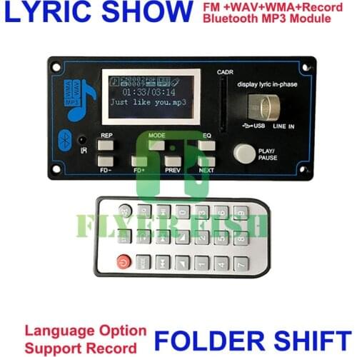 SD Card Reader Bluetooth MP3 Module AUX IN Lyric Blue LED Display Remote Recorder USB Sound Card Play FM Receiver Audio DIY KIT