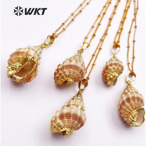 WT-JN021 Fashion Design Natural Shell Necklaces Pendants with Mini Trumpet Shell Randomly Shape For Fashion Jewelry Making