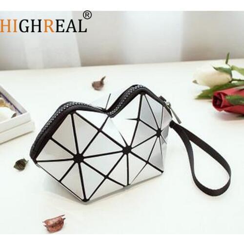 HIGHREAL Ladies Portable Cosmetic bag Fashion Flash Diamond Lattice Makeup Bag Toiletries Pouch Travel Wash Bag J86