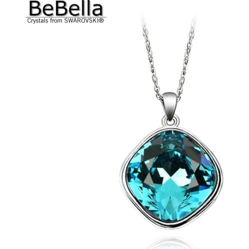 BeBella cushion square pendant necklace with crystals from Swarovski fashion jewelry for women girl Christmas birthday gift
