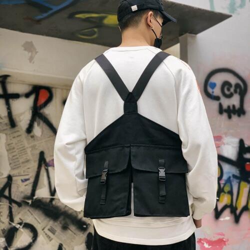 Military Multiple Pockets Cargo Vest Hip Hop Vest Men Dad Core Vest Sleeveless Jacket Gilet Mens Vest Streetwear