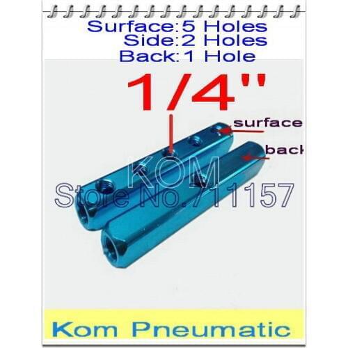 1/4" bsp Pneumatic Aluminum Air Fitting Multi Connector Manifold Air Compressor Hose Tube Plug Socket Base 5 Way 8 Hole AL-5