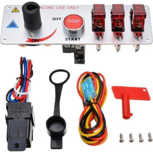 12V LED Ignition Switch Panel For Racing Car Engine Start Push Button LED Toggle Switch Relay Set