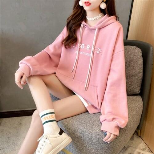2021 spring and autumn thin long-sleeved sweatshirt women Korean version loose and thin fake two-piece hoodie women
