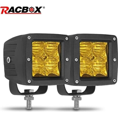 5D Mini Square Led Work Light Amber 3800K Flood Spot Fog Light Car Driving Lamp for JEEP 4x4 offroad Truck SUV ATV Car Styling