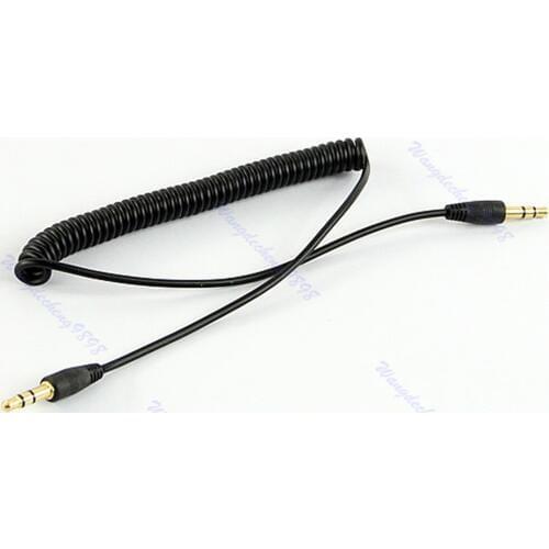 OOTDTY 3.5mm Jack Audio Coiled Spiral Male to Male M/M Plug Stereo Extension Cable 4Ft