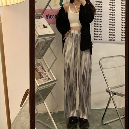 Ins Soft Elastic Womens Trouser Wide Leg Pants Women Large Size 3Xl Harajuku High Waist Chic Vintage Bf Style Teens Streetwear