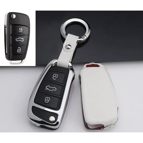 Carbon Fiber pattern Zinc alloy Car Key Cover Case For Audi A3 A4 A4L B5 B6 B7 B8 B9 A5 A6 A6L C5 C6 Q3 Q5 Q7 S5 S7 RS3 TT 2018