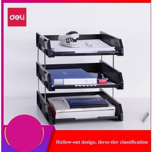 Deli 9209 plastic Document tray 3 layer PS file basket file tray documents management blue black gray colors optional