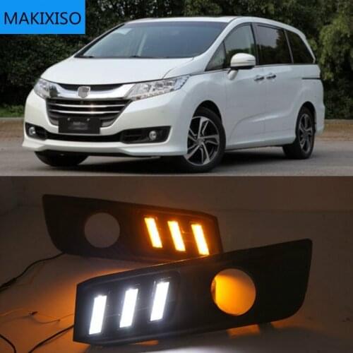 For Honda Odyssey 2015-2017 White Daytime light Yellow Turn Signal Light Blue Lamp Car LED DRL Daytime Running Light