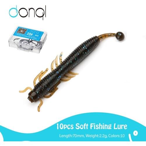 DONQL 10Pcs Slowjig Fishing Soft Lures 70mm 2.2g Shiner Worm Silicone Baits Artificial Wobblers Swimbait Topwater Fishing lures