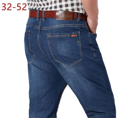 32-52 Big Size Mens Casual Jeans High Quality Cotton Straight Trousers Fashion Male Lightweight Fashion Summer Long Pants HLX154
