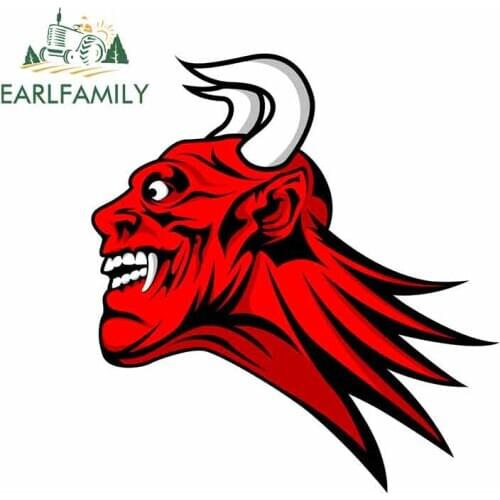EARLFAMILY 13cm x 12.1cm For Devil Satan Head Graffiti Car Stickers Vinyl Material Decal Personality Creative Scratch-Proof