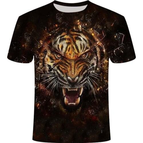 King Of Beasts Tiger Graphic T Shirts Summer Ferocious Animal Pattern Men T-shirt Casual Hip Hop Harajuku 3D Print T-shirt Tops
