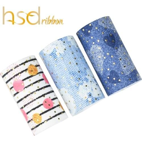 HSDRibbon 75mm 3inch gold foil dot on HT grosgrain ribbon