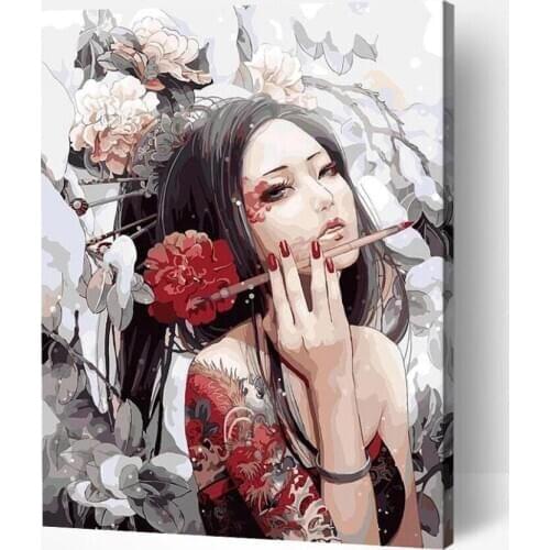 Painting By Numbers Frameless 40x50cm Beautiful Flowers Girl Oil Painting Picture By numbers On Canvas Home Decor