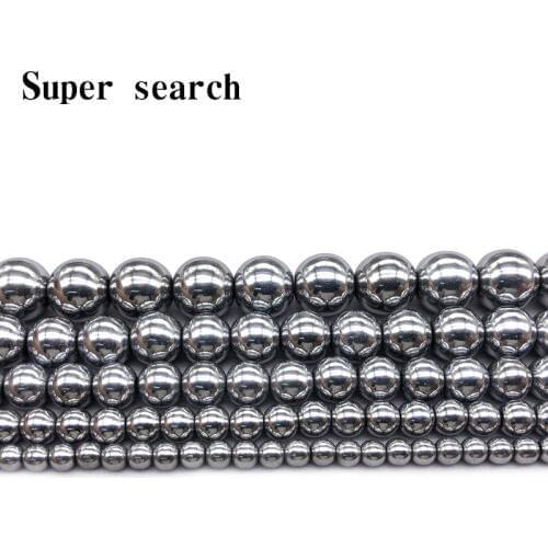 Natural Stone Silvery white Hematite Beads Round Loose Beads 4mm 6mm 8mm 10mm 12mm DIY Necklace Bracelet Jewelry Making Accessor