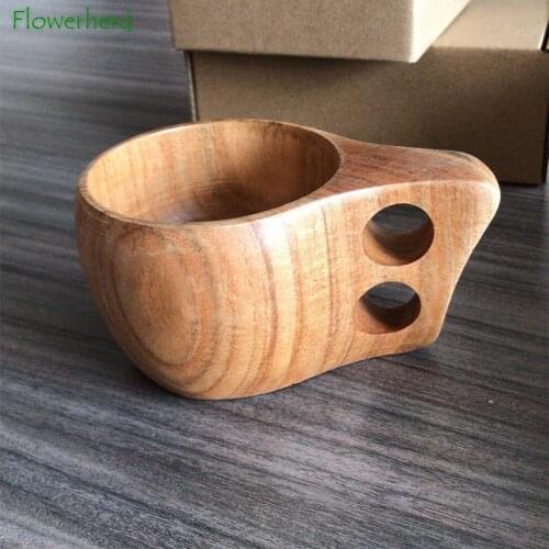 Nordic Finland Handmade Beech Kemu Mug Whole Wood Elephant Nose Double Hole Mug Coffee Mug Tumbler Cup Coffee Cup